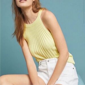 Anthropologie Yellow Ribbed Knit Tank Sweater